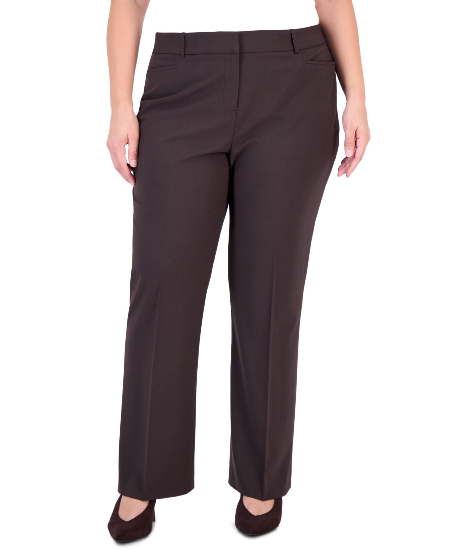 Plus Size Bird Eye Flare Mid-Rise Pants