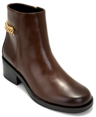 Women's Xia Block-Heel Round-Toe Faux Leather Booties