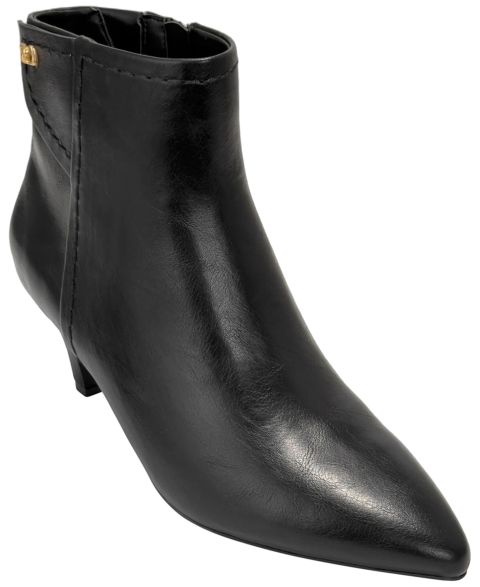 Женские ботинки Aerosoles Laurie Kitten-Heel Pointed-Toe Dress Booties, цвет: Чёрная искусственная кожа