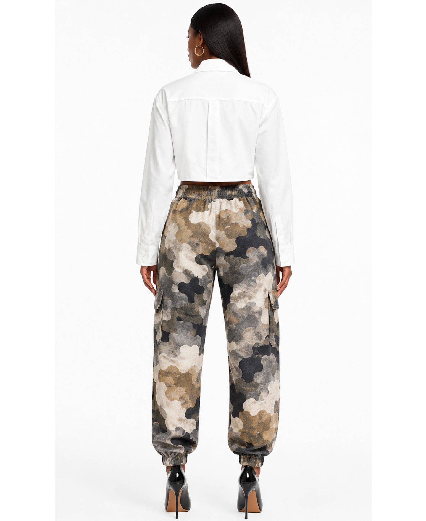 Женская рубашка Dai Moda Long-Sleeve Cropped Button-Up — фото 4