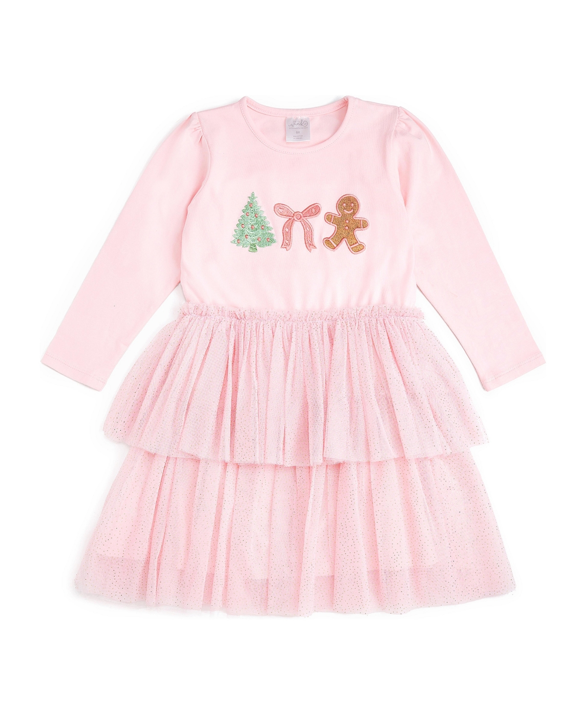 Sweet Wink Toddler Girls' 2T-5T Gingerbread Christmas Embroidered Tiered Dress