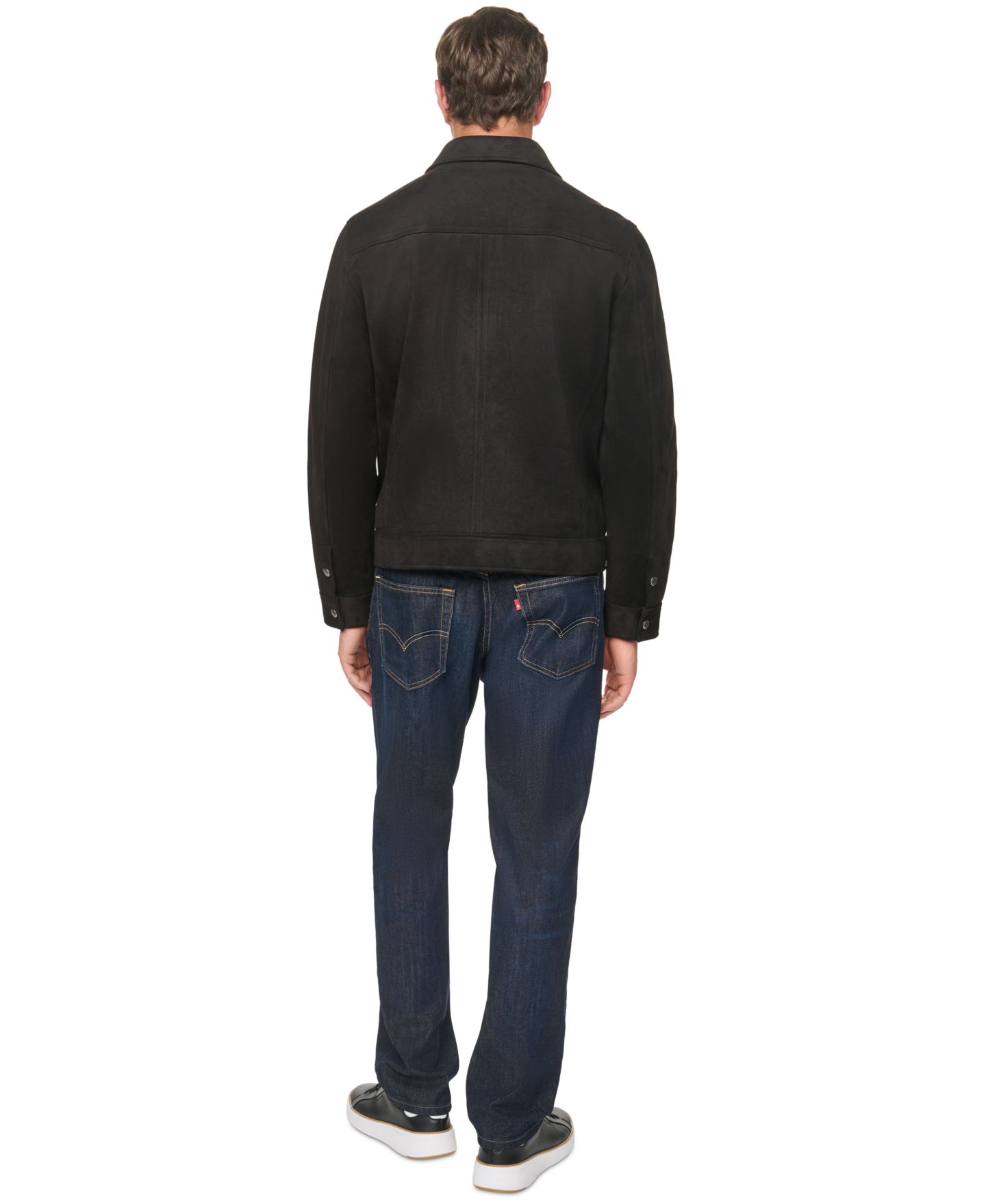 Мужская куртка Cole Haan Faux Suede Regular-Fit Trucker, цвет: Чёрный — фото 8