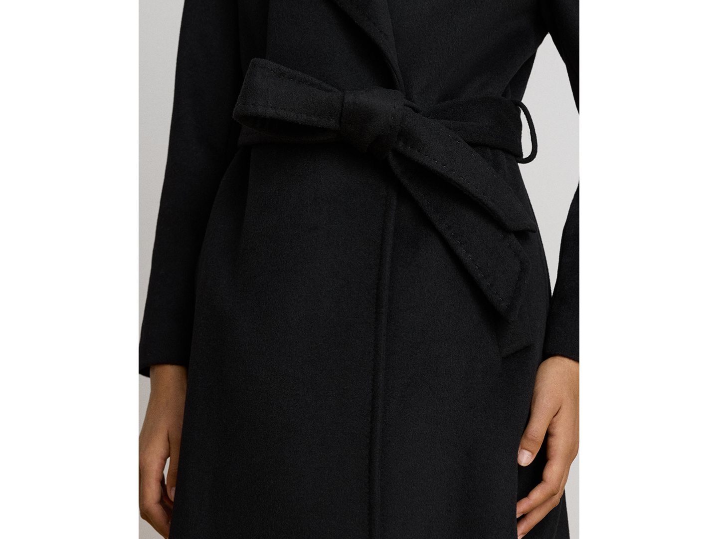Женское пальто Lauren Ralph Lauren Wool-Blend Notch-Collar Belted Wrap, цвет: Чёрный — фото 5