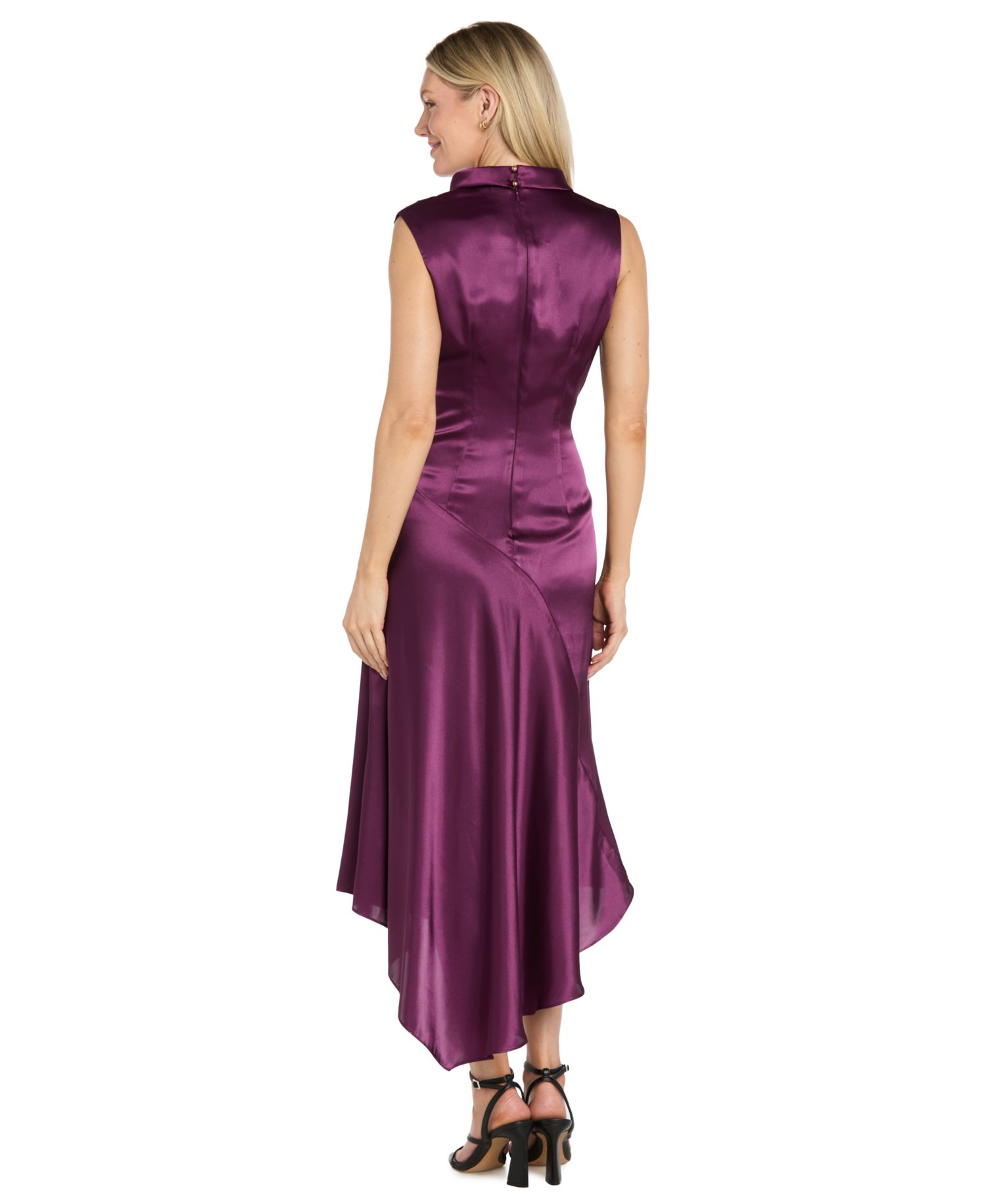 Women's Cowl Neck Asymmetrical Hem Midi Dress