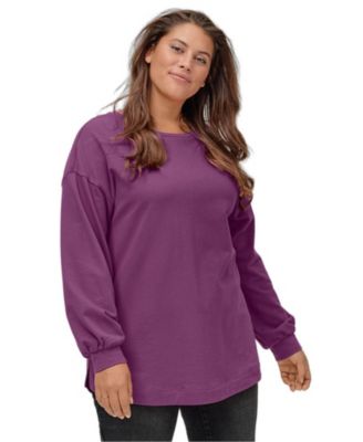 Plus Size French Terry Blouson Sleeve Sweatshirt Tunic