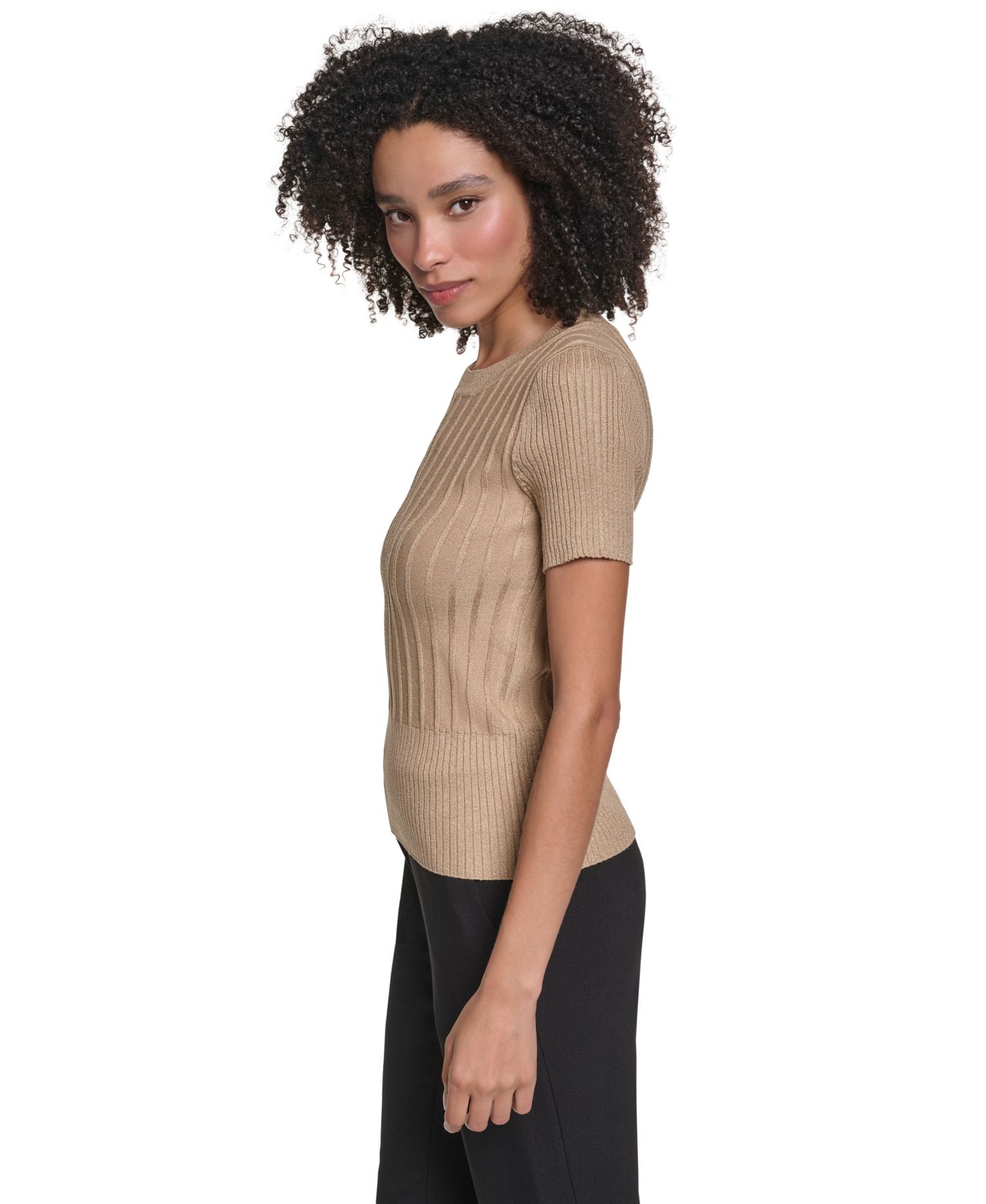 Women's Ribbed Fitted Crewneck Pullover Sweater