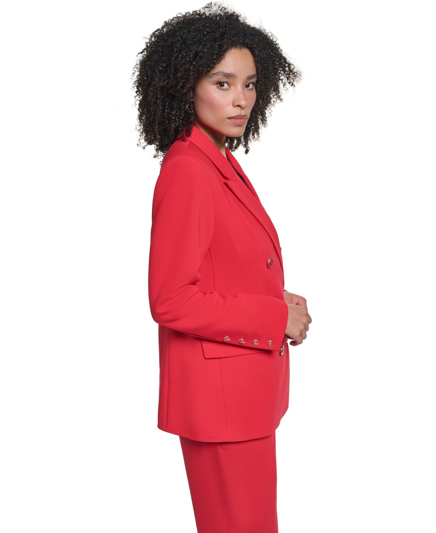 Women's Double-Breasted Shoulder-Padded Blazer