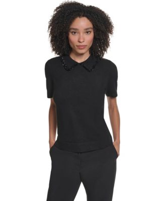 Women's Embellished Short-Sleeve Sweater
