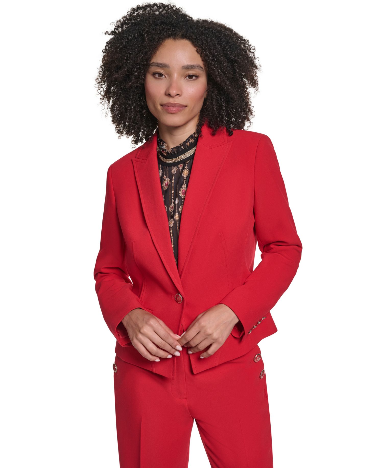 Women's KL186 Cropped Shoulder-Padded Blazer