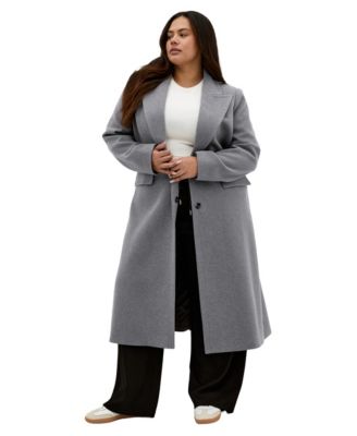 Plus Size Keira Longline Water-Resistant Melton Coat