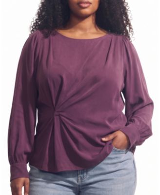 Women's Plus Size Sabrina Twist Front Stretch Cupro Blouse