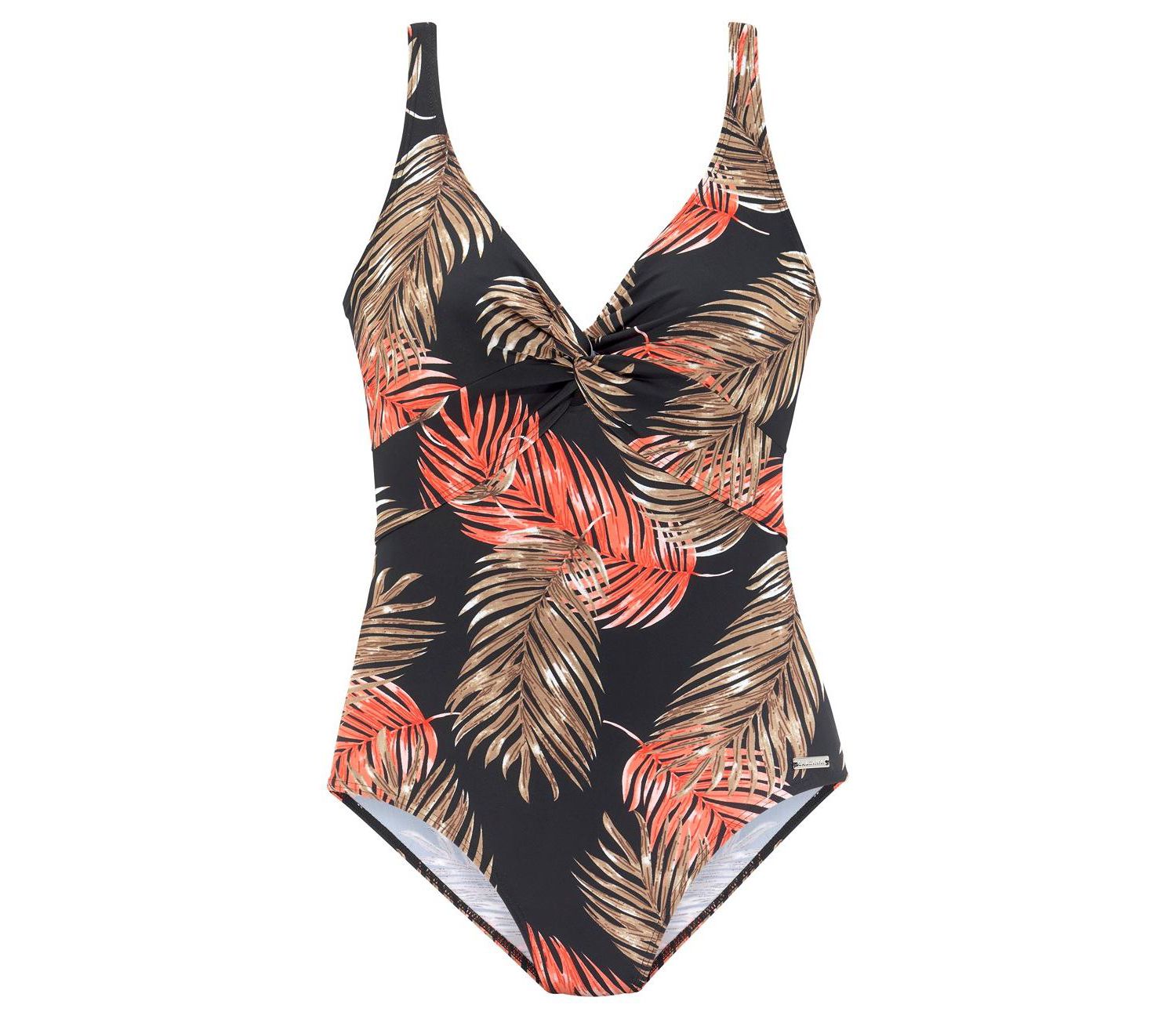 Women's Tropical Print V-Neck Tummy Control One-Piece Swimsuit