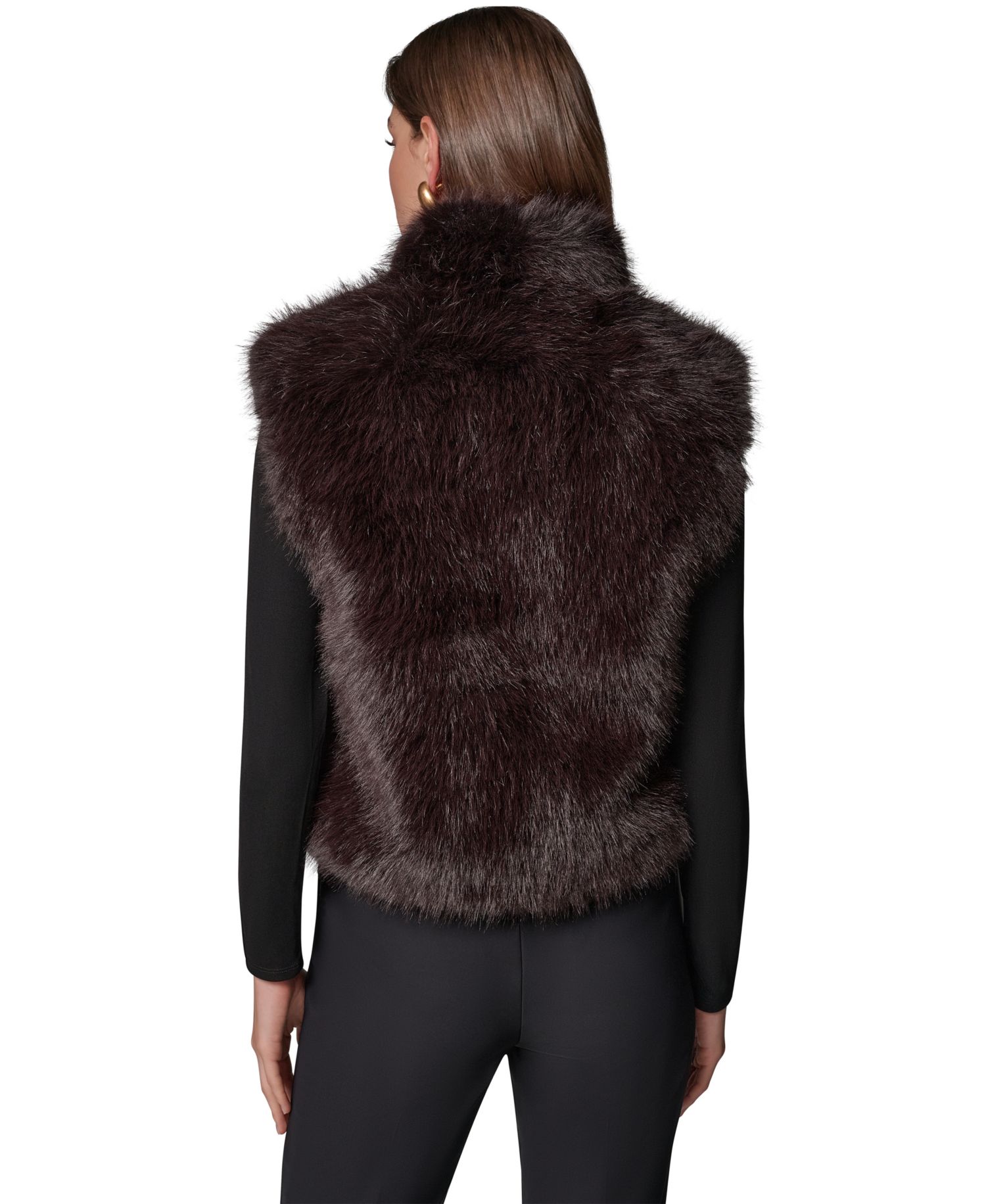 Petite Faux Fur Sleeveless Collared Vest
