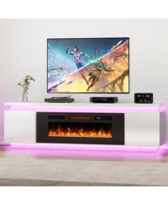 70.9" Electric Fireplace TV Stand for TVs up to 80" with LED Lights and 4 AC Power Outlets, TV console for Living Room