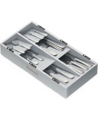 Bamboo Silverware Drawer Organizer with Labels (6 Slots)