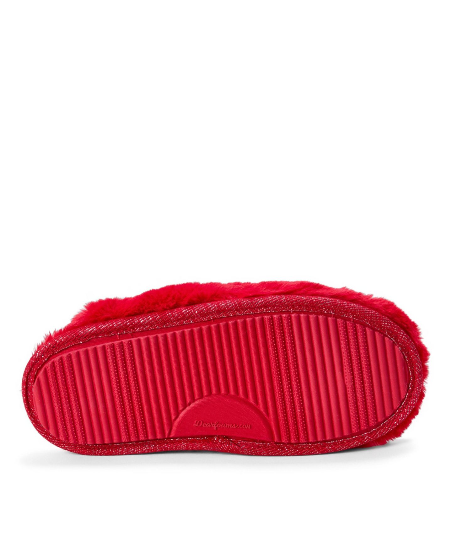 Женские тапочки Dearfoams Holiday Fur Shaped Tab Scuff Slippers, цвет: Cayenne — фото 6