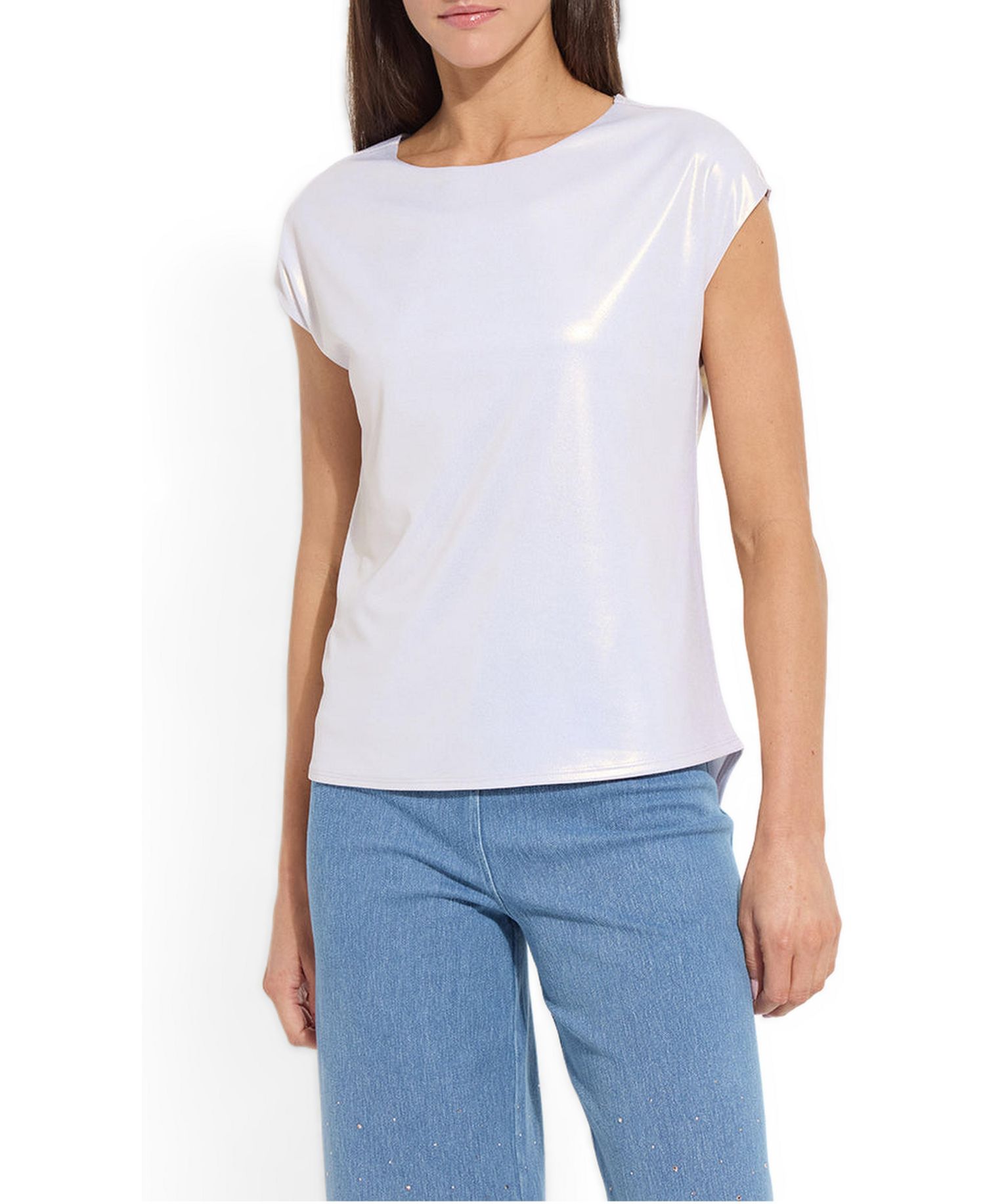 Women's Lyssentials Metallic Boat Neck T-Shirt