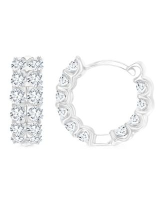 Cubic Zirconia Small Sterling Silver Huggie Hoop Earrings