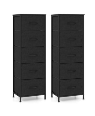 2PCS Dresser Nightstand w/5 Roomy Fabric Drawers Heavy-Duty Metal Frame for Dorm