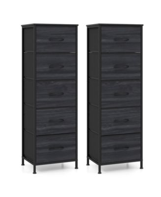 2PCS Dresser Nightstand w/5 Roomy Fabric Drawers Heavy-Duty Metal Frame for Dorm