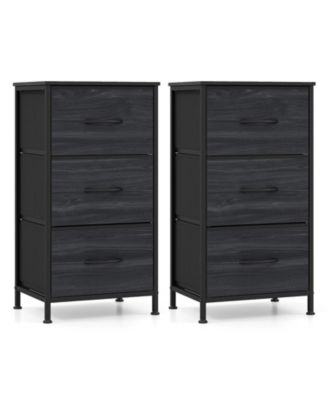 2PCS Dresser Nightstand w/3 Roomy Fabric Drawers Heavy-Duty Metal Frame for Dorm