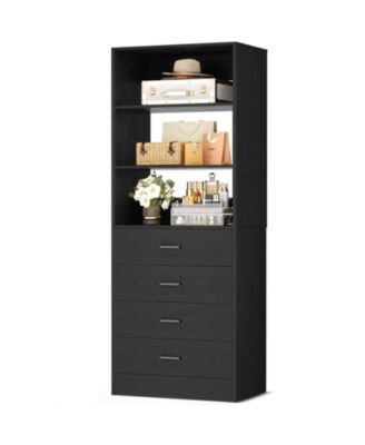 21.3 Inch Wood Storage Cabinet with 4 Drawers and Shelves Closet Drawers System
