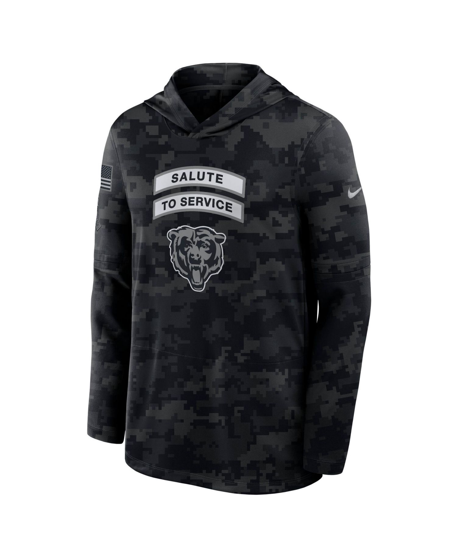 Men's Black Chicago Bears 2026 Salute to Service Sideline Lightweight Hooded Pullover