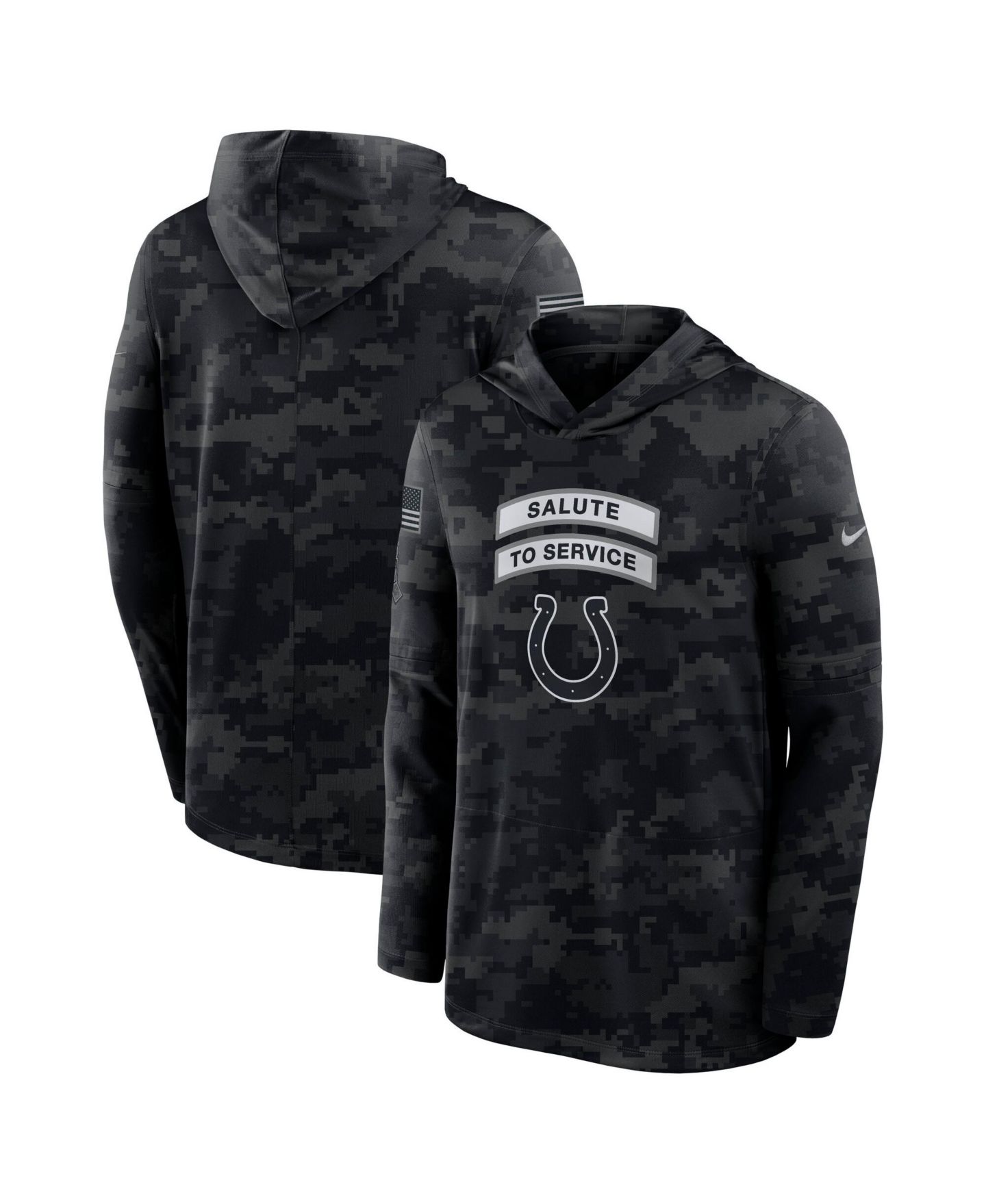Мужской свитер Nike Black Indianapolis Colts 2026 Salute to Service Sideline Lightweight Hooded Pullover — фото 1