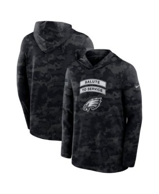 Men's Black Philadelphia Eagles 2026 Salute to Service Sideline Lightweight Hooded Pullover