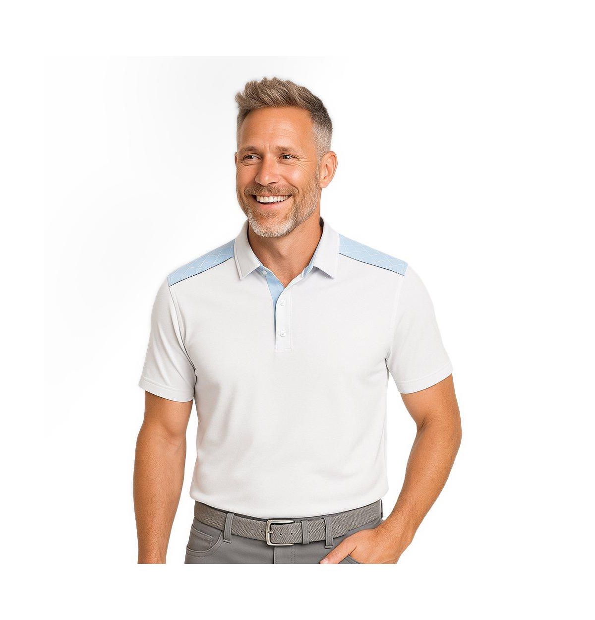 Cole Haan Golf Apparel Men's Sky weave Polo Shirt - Bright white