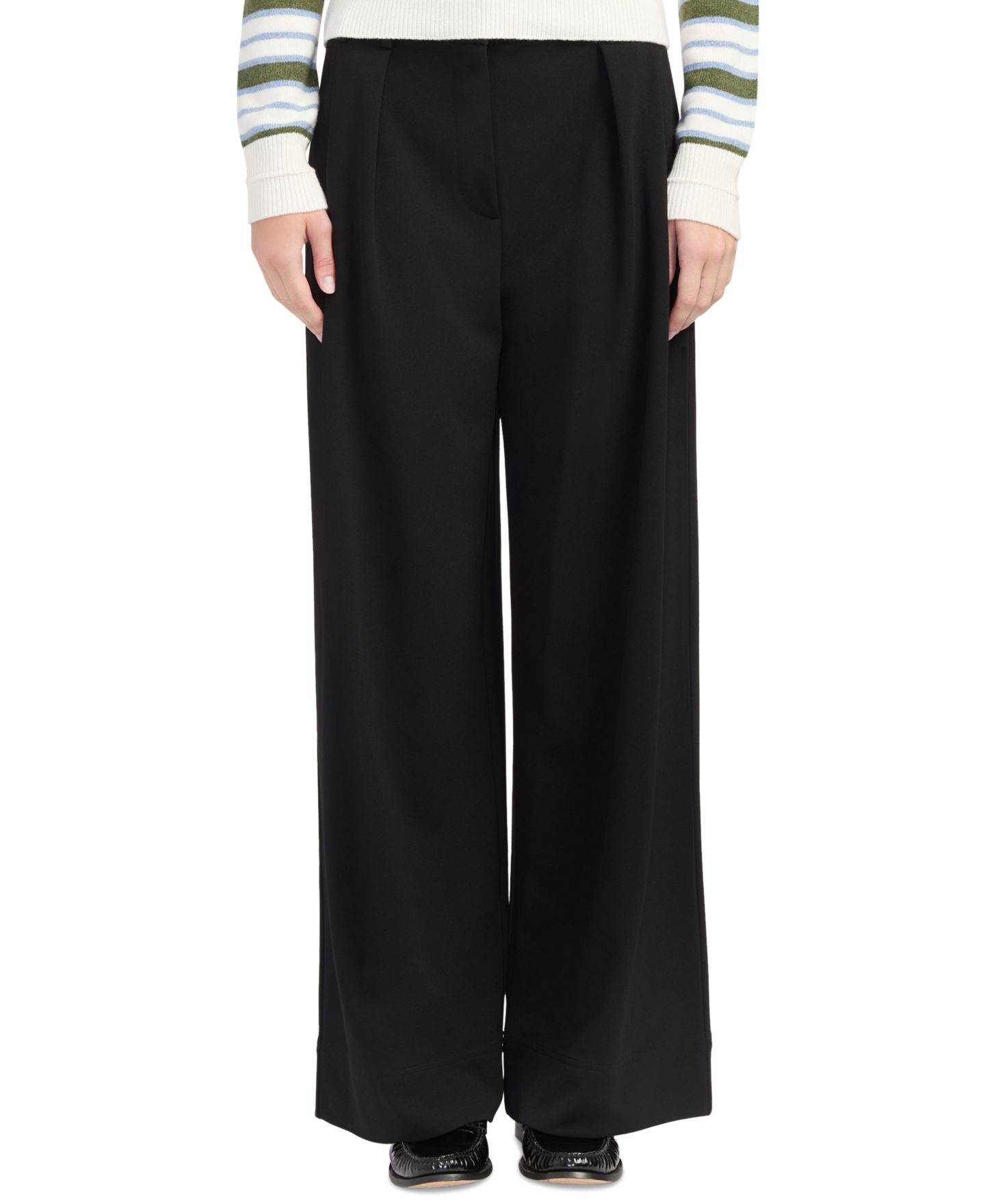 Женские брюки Derek Lam 10 Crosby Rowe High-Waisted Wide-Leg, цвет: Чёрный — фото 1