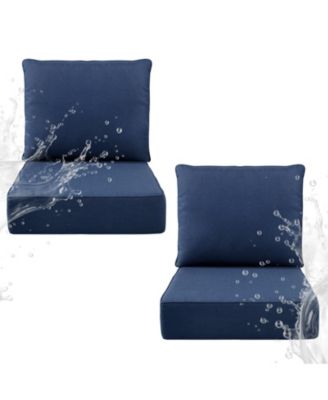 6" Thick 24 x 24 in Outdoor Chair Cushions Set, Waterproof Fade-Resistant Deep Seat Cushions, Seat and Backrest