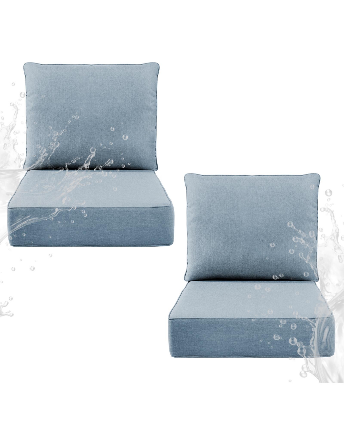 Pocassy 6" Thick 24 x Outdoor Chair Cushions Set, Waterproof Fade-Resistant Deep Seat Cushions