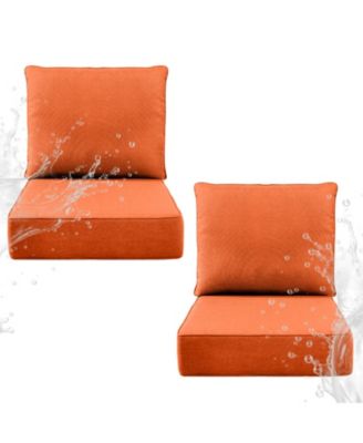 6" Thick 24 x 24 in Outdoor Chair Cushions Set, Waterproof Fade-Resistant Deep Seat Cushions, Seat and Backrest