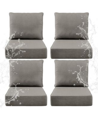 6" Thick 24 x 24 in Outdoor Chair Cushions Set, Waterproof Fade-Resistant Deep Seat Cushions, Seat and Backrest