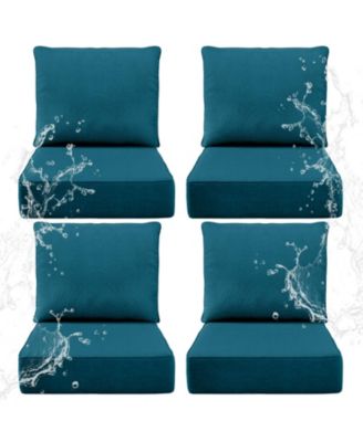 6" Thick 24 x 24 in Outdoor Chair Cushions Set, Waterproof Fade-Resistant Deep Seat Cushions, Seat and Backrest