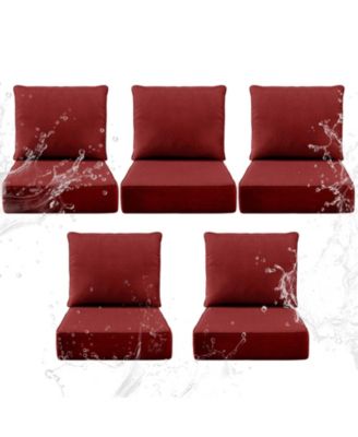 6" Thick 24 x 24 in Outdoor Chair Cushions Set, Waterproof Fade-Resistant Deep Seat Cushions, Seat and Backrest