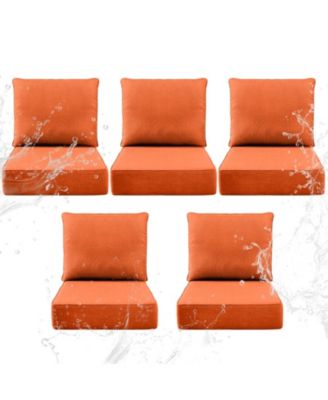 6" Thick 24 x 24 in Outdoor Chair Cushions Set, Waterproof Fade-Resistant Deep Seat Cushions, Seat and Backrest