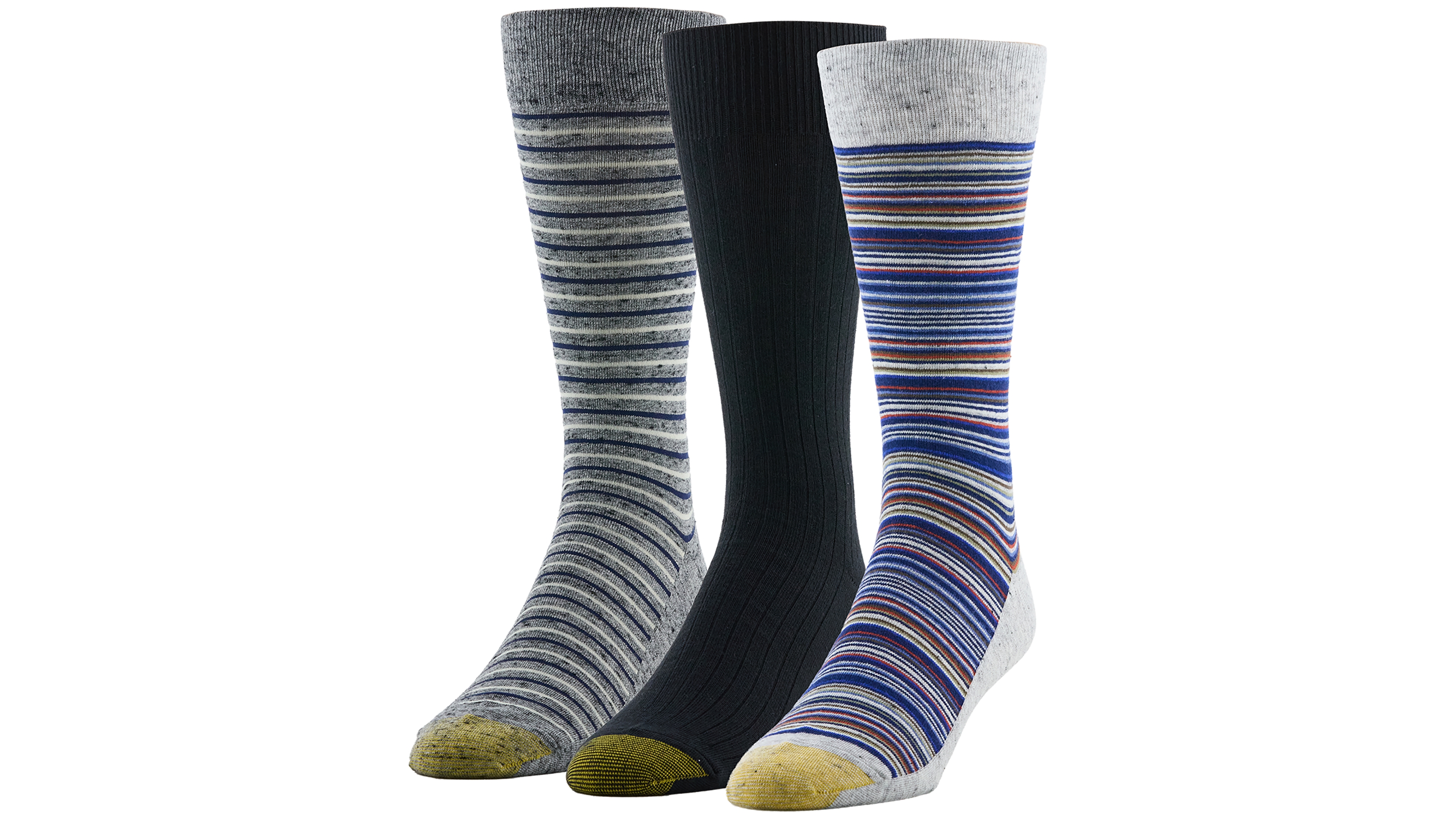 Gold Toe Men's Frankie Stripe Ribbed-Cuff Crew Socks, 3-Pack