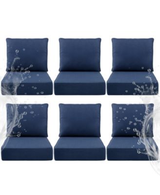 6" Thick 24 x 24 in Outdoor Chair Cushions Set, Waterproof Fade-Resistant Deep Seat Cushions, Seat and Backrest
