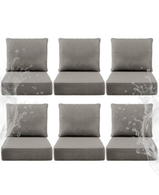 6" Thick 24 x 24 in Outdoor Chair Cushions Set, Waterproof Fade-Resistant Deep Seat Cushions, Seat and Backrest