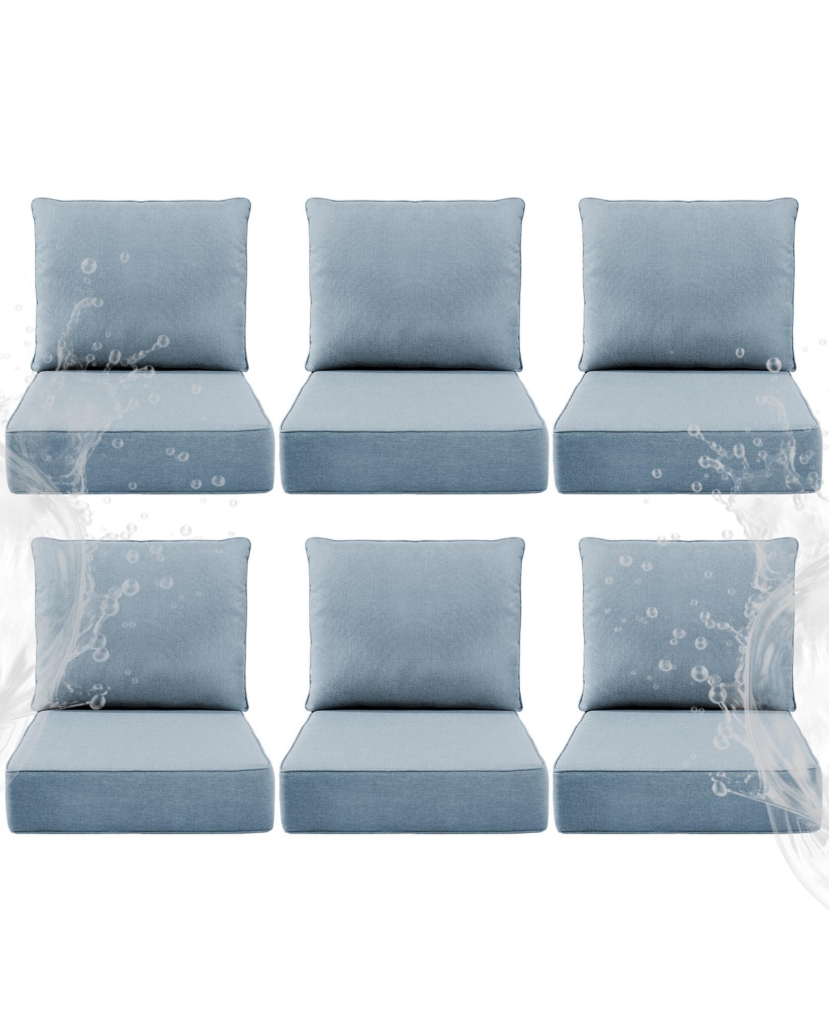 Pocassy 6" Thick 24 x Outdoor Chair Cushions Set, Waterproof Fade-Resistant Deep Seat Cushions
