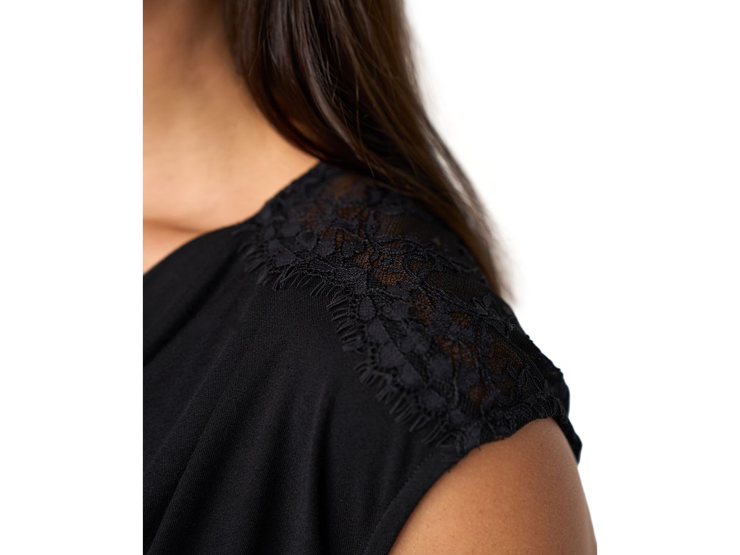 Женский топ Liverpool Los Angeles Petite Cowl Neck Lace Sleeveless Knit, цвет: Чёрный — фото 2