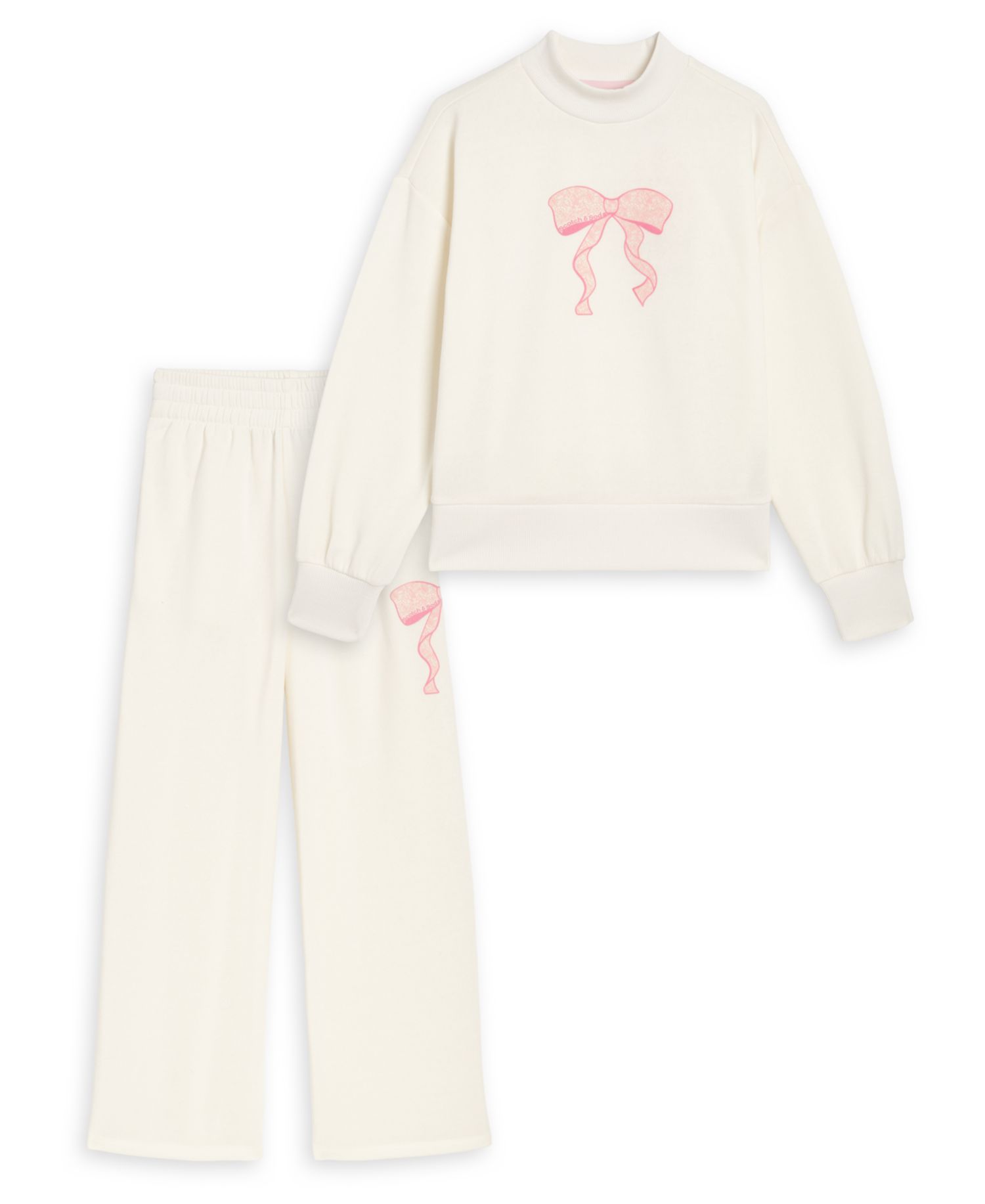 Girls' 4-6X Crewneck Long-Sleeve Sweatshirt and Wide-Leg Pants, 2-Piece Set