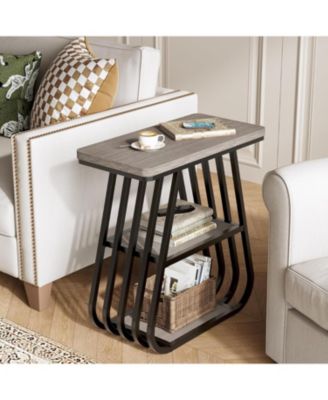 Industrial End Table for Living Room, 3-Tier Side Table