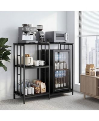 40.5 Inch 4-Tier Freestanding Coffee Bar Cabinet with Storage, Mini Fridge Stand and Microwave Shelf