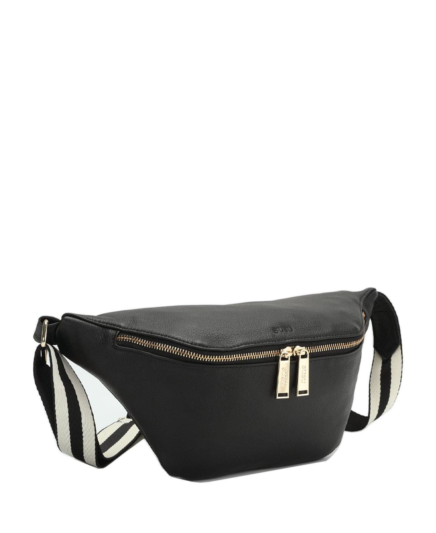Dash Genuine Leather Crossbody Chest Bag, Sling Bag, Fanny Pack, Waist Bag, Belt Bag, Travel Purse with Adjustable Guitar Strap and Zip Pockets