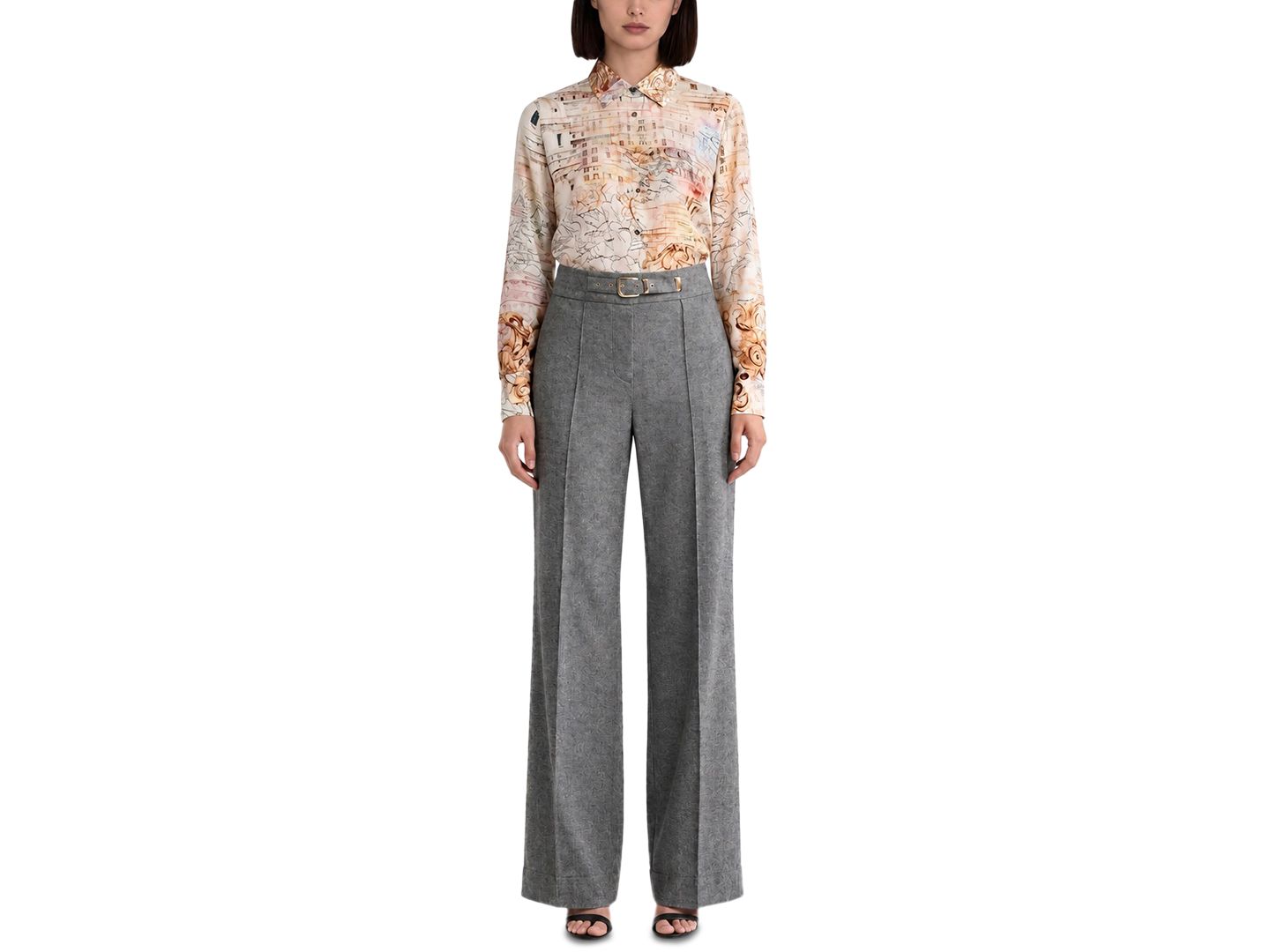 Женская блузка Elie Tahari The Madeline Silk-Blend Printed Long-Sleeve Print, цвет: Dream Map — фото 3