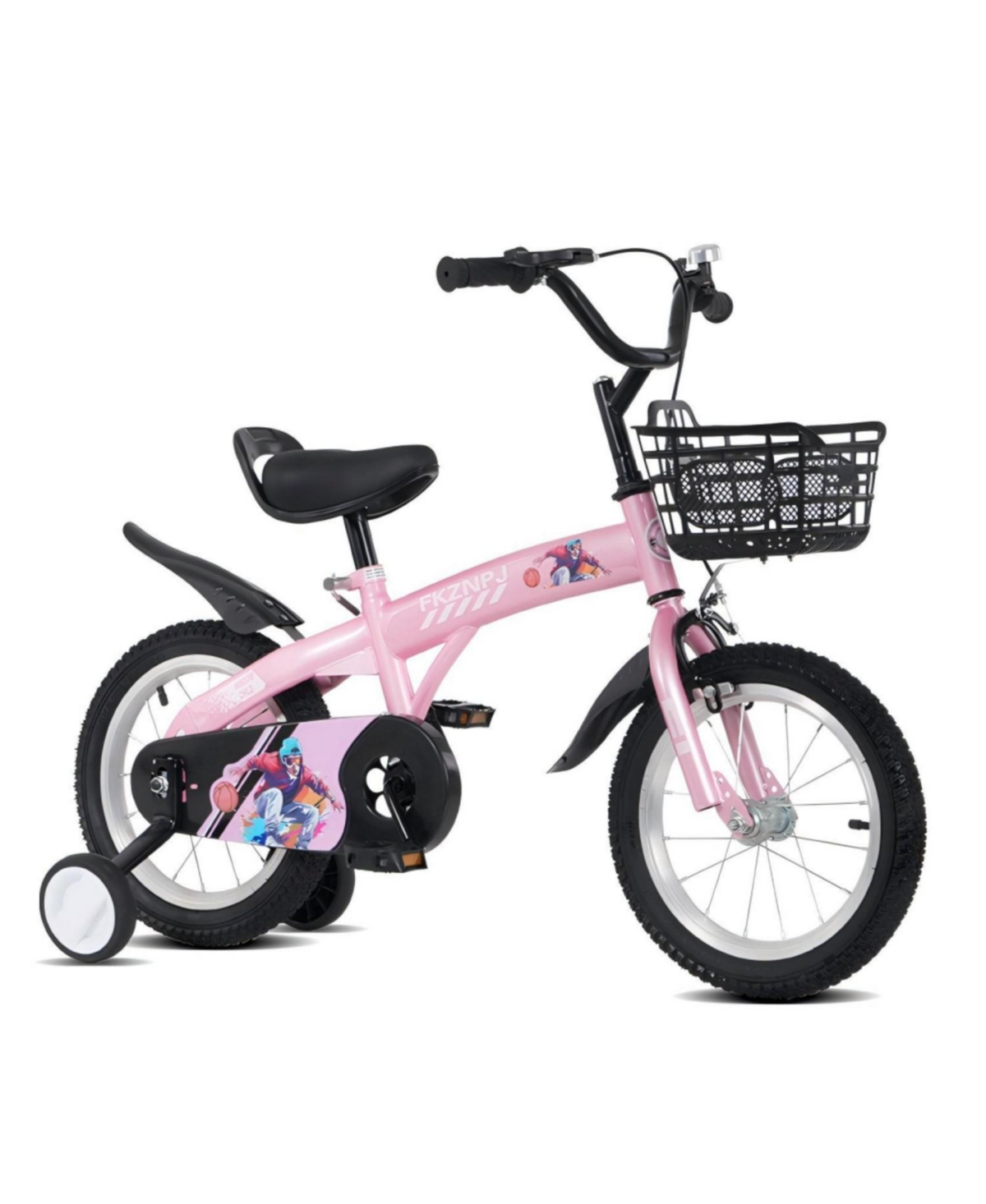 ECHTPeak 16 Inch Sporty Steel Kids Bike with Adjustable Saddle, Ages 4-7 - Pink