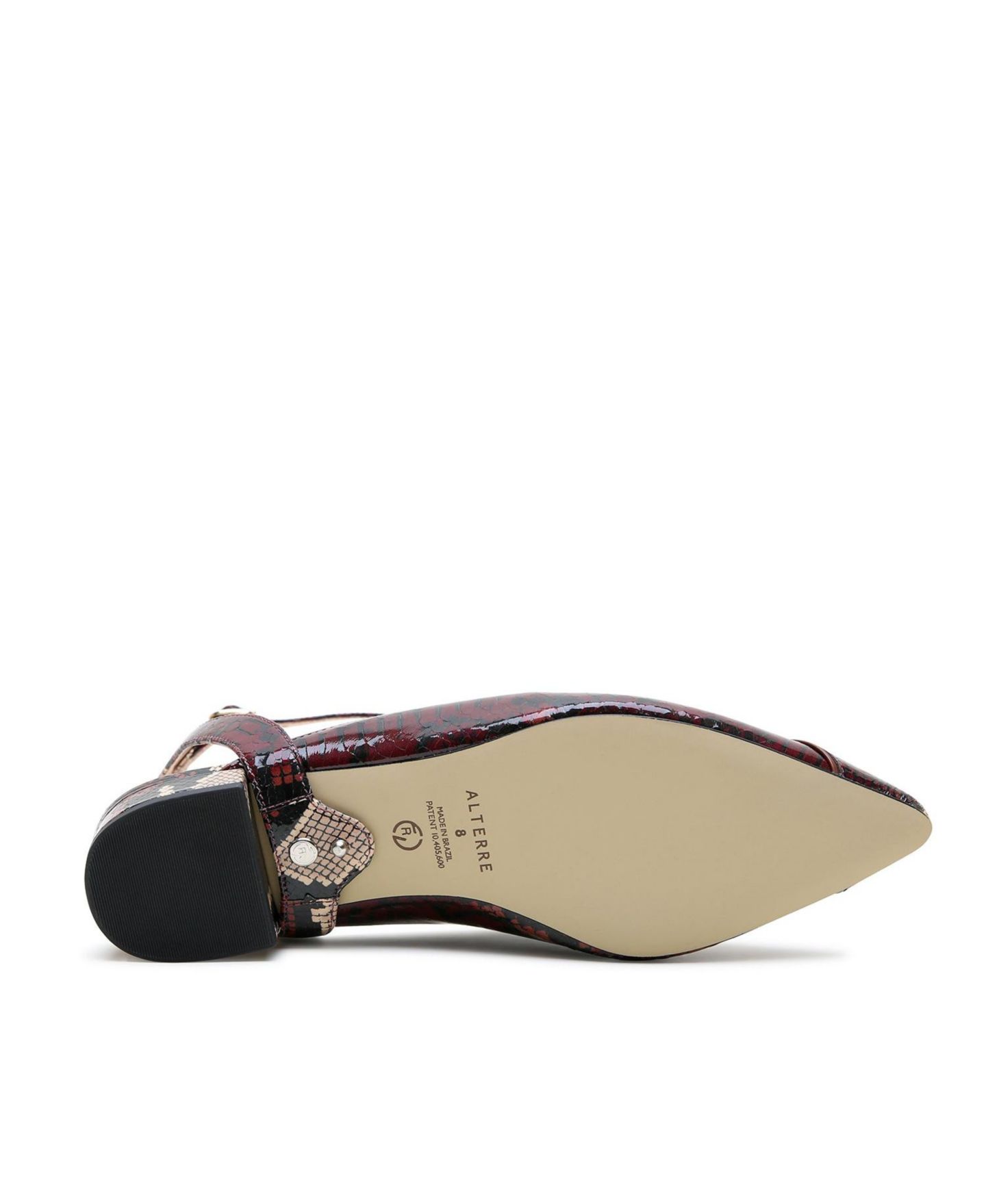 Женские сандалии Alterre Marilyn Pointed-Toe Block-Heel Python Loafer, цвет: Бордовый — фото 5